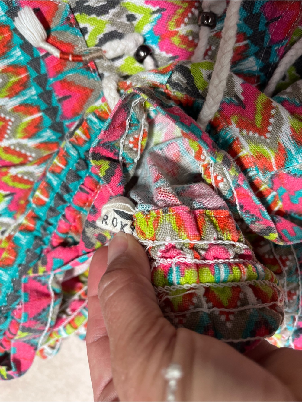 Roxy Neon Aztec Elastic Drawstring Shorts - Picture 3 of 4